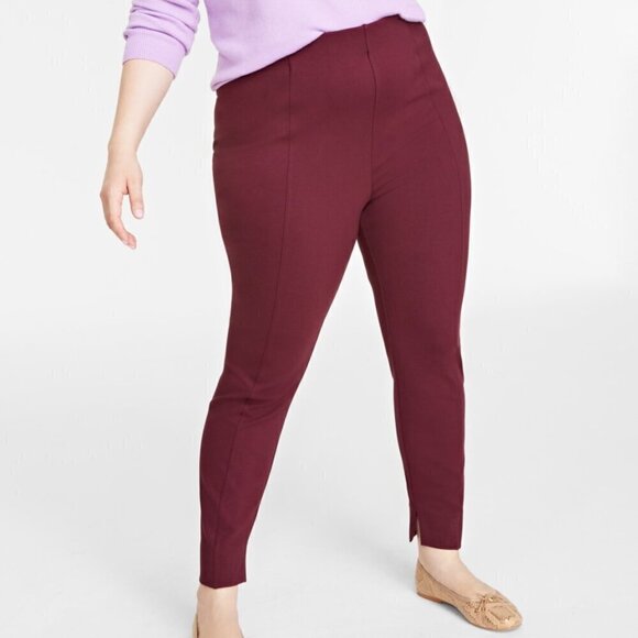 On 34th Burgundy Pull-On Ponté Skinny Leggings / Pants NWT - Picture 1 of 8